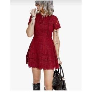 Women's Red Crochet Mini Dress, Size Medium
